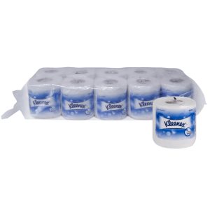 Kleenex 50910 Standard Roll Toilet Tissue  White 2-Ply, 12 Packs / Case, 10 Rolls per Pack, 220 Sheets / Roll (120 Rolls, 26,400 Sheets)