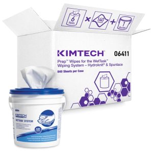 Kimtech 06411 WetTask™ Meltblown Wipers with Bucket 6 Rolls + 1 Bucket / Case, 140 Sheets / Roll (840 Sheets)
