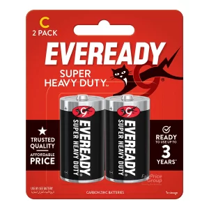 Eveready 1235 BP2 C Size Heavy Duty Carbon Zinc Battery (2 Pack)